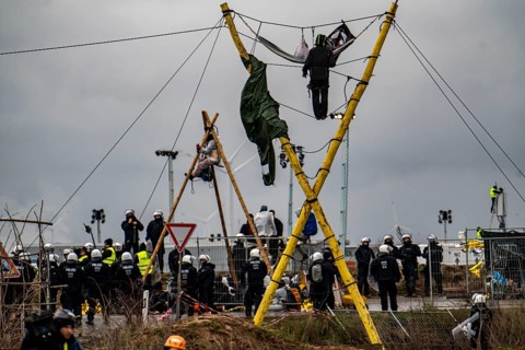 Beginning of the eviction of the Lützerath hamlet, camp of climate activists and squatters, at the