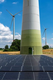 Wind farm near Lichtenau, Ostwestfalen-Lippe, a 100 kW solar power system was installed on the