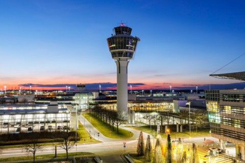 Tower of the airport in Munich, Germany, Europe