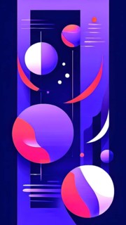 Minimalist illustration featuring abstract shapes in purple color accent symbolizing fun and ease,