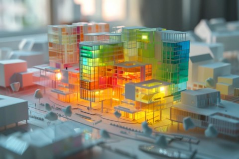 Architectural model made of plastic, illuminated, model making for architecture, design,