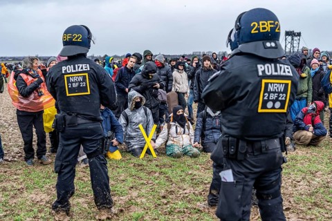 Violent clashes between thousands of demonstrators and the police, after a demonstration against