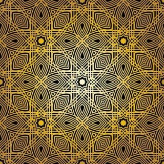 Geometric gold lace seamless pattern. Arabic tile lattice vector background.