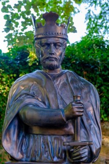 Emperor Henry III, monument at the monastery ruins, Hersfeld Monastery, Luther site, Bad Hersfeld,