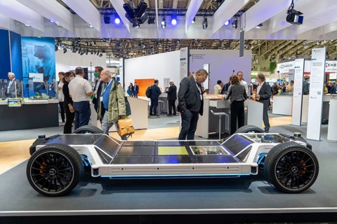 First day at the Hannover Messe 2022, industrial trade fair, after a 2-year corona break, stand of