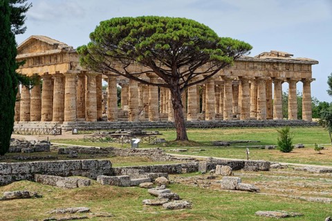 Paestum archaeological site and ruins, UNESCO World Heritage Site, in the province of Salerno.