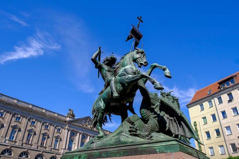 St George, Dragon Slayer, Nikolai Quarter, Berlin, Germany, Europe