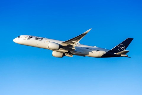 A Lufthansa Airbus A350-900 aircraft with the registration number D-AIXN at the airport in Munich,