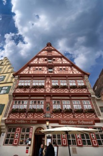 Historic half-timbered house, German house, built 15th century, façade late Renaissance 1593/94.