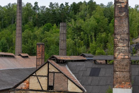 The more than 800-year-old Muldenhütten smelter site. The still existing, historical and