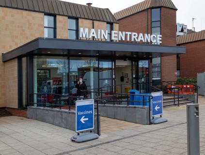 Main entrance, Ipswich hospital, Suffolk, England, UK