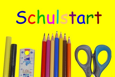 Symbolic image for the start of the new school year with German text