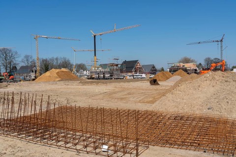 New development area, Am Schwan, in Wesel, where 70 detached and semi-detached houses are being