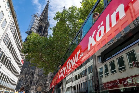 Sightseeing bus, city tour, city tour, city tour, city tour, bus, double-decker, at Cologne