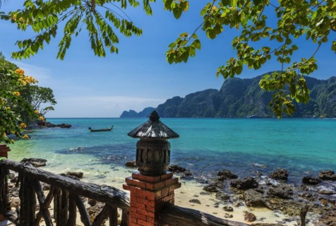 Phi Phi Island, island, island paradise, beach, beach holiday, beach holiday, boat, fishing boat,
