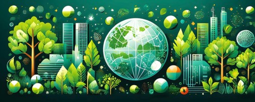 Abstract wallpaper with vector green eco friendly grid ornament symbolizing sustainability, AI
