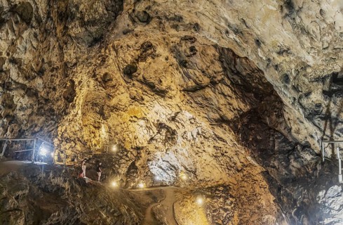 The Hohle Stein cave in the Swabian Alb. Ice age cave in the Achtal valley, site of important