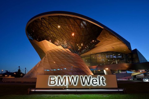 BMW World in evening light, Munich, Bavaria, Germany, Europe