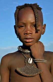 Himba girl, portrait, Omohanja, Kaokoland, Kunene, Namibia, Africa
