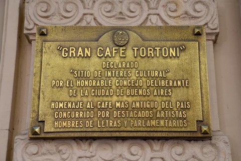 Sign at Café Tortoni, coffee house on the Avenida de Mayo, Buenos Aires, Argentina, South America