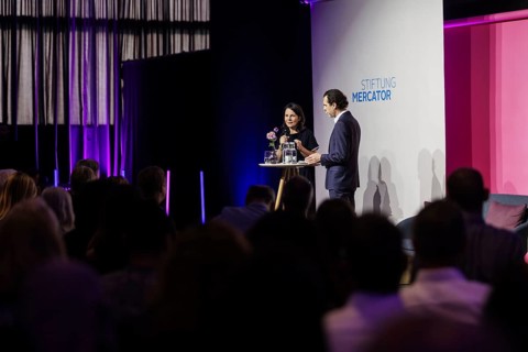 Annalena Bärbock (Alliance 90/The Greens), Federal Foreign Minister, recorded as part of a dialogue