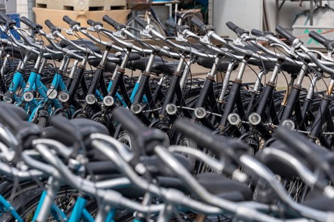 Bikes from a bike hire shop, Germany, Europe