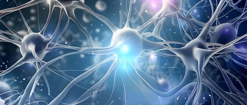 Visualization of neurons firing neurotransmitters in the synaptic gap, AI generated