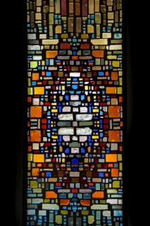 Glass blocks, coloured glass, cemetery near the parish church of St. Mauritius, Langenenslingen,