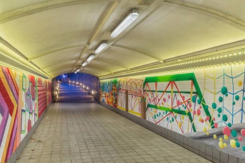 Abstract graffiti in the underpass in Singapore