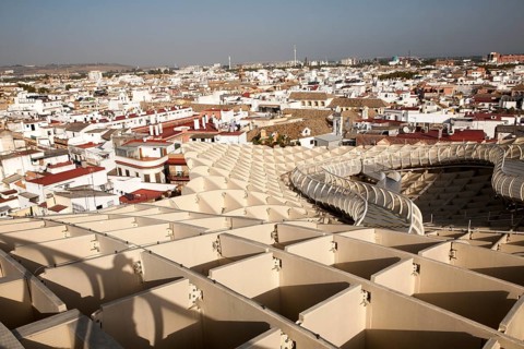 Metropol Parasol wooden structure in La Encarnación square, Seville, Spain designed by architect