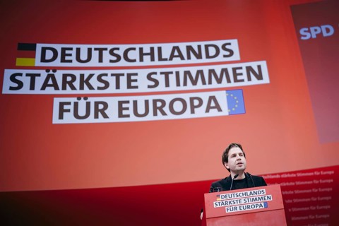 Kevin Kuehnert, Secretary General of the SPD, recorded at the European Delegates' Conference of the