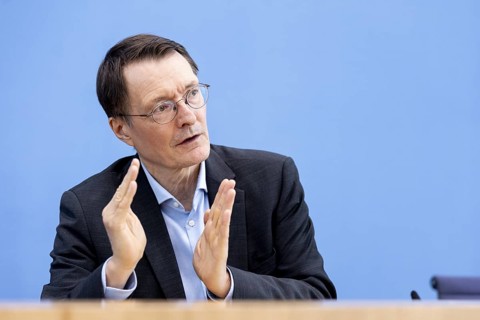 Karl Lauterbach (SPD), Federal Minister of Health, recorded during the press conference on the