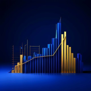 Abstract wallpaper illustration symbolizing finance and business, AI generated