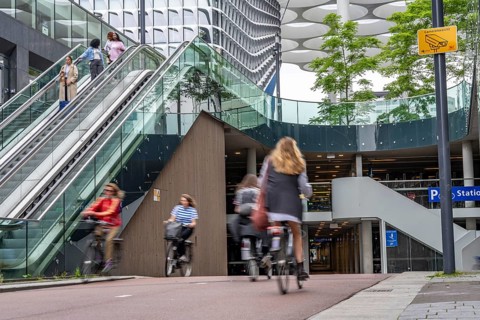 Entrance and exit of the bicycle car park at Utrecht Centraal station, Stationsplein, over 13, 000