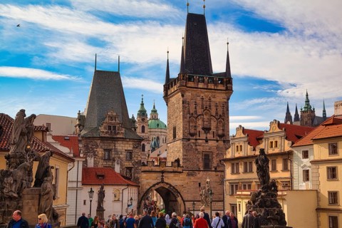 Lesser Town Bridge Tower, Charles Bridge in Prague, Czech Republic, Europe