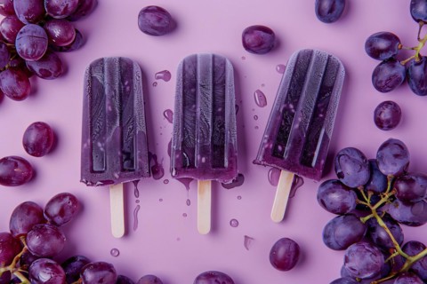 Healthy ice popsicles with fresh grapes. KI generiert, generiert, AI generated