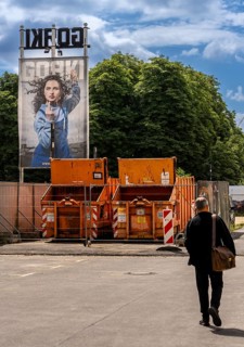 Symbol photo, posters, Maxim Gorki Theatre in Berlin-Mitte, Germany, Europe
