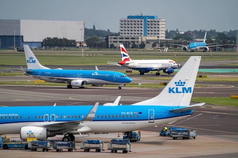 Amsterdam Schiphol Airport, aircraft at terminal, Gate D, check-in, apron, Amsterdam, Netherlands