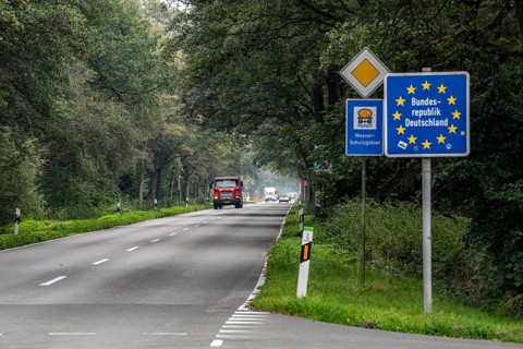 The so-called Green Border, near Straelen, between Germany and the Netherlands, country road, B58,