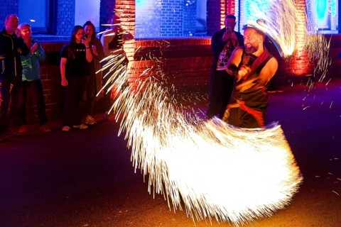 Fire show at the Extra Shift at Heinrich Robert colliery, Ost colliery, Hamm, Ruhr area, North
