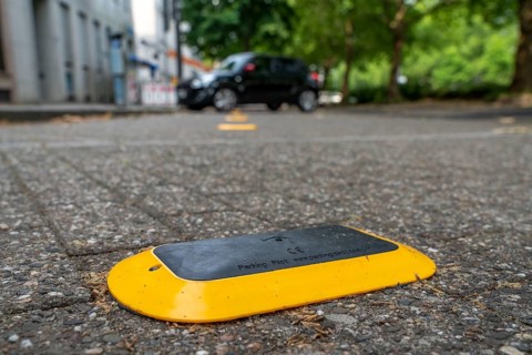 Sensors for car park occupancy for smart poles, intelligent street lamps, test run, EON and the