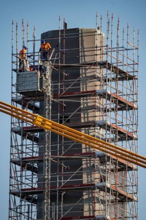 New construction of the motorway bridge Neuenkamp of the A40, over the Rhine near Duisburg,