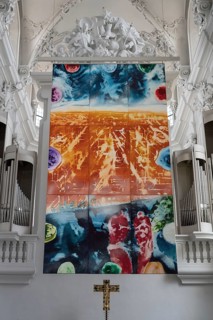 Luminous altarpiece by the painter Jacques Gassmann, Heavenly Jerusalem created in 2011, St