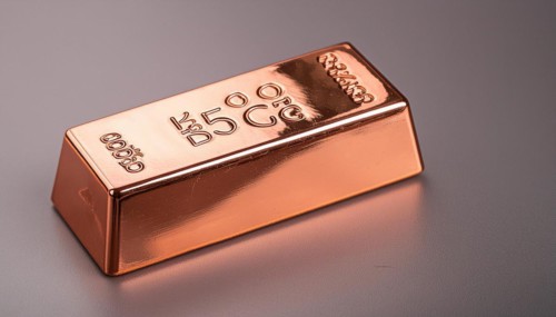 Material, metal, copper, a copper ingot with 5kg, symbolic photo
