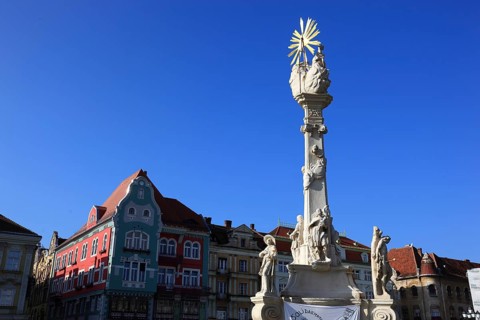 Trinity Column or Plague Column at Piata Unirii, Unification Square, Timisoara, Timisoara, Banat,