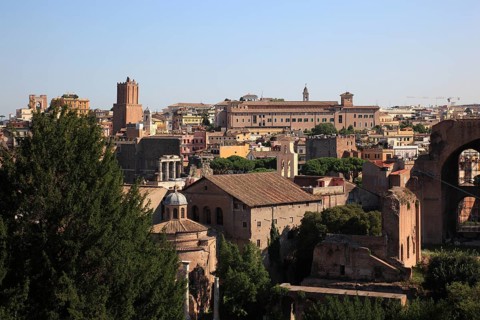 View from Monte Palatino, Palatine Hill, of the historic centre of Rome, Italy, Europe