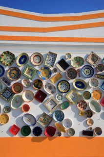 Shop decoration of a ceramic dealer, decoration facade, near Sagres, Algarve, Portugal, Europe