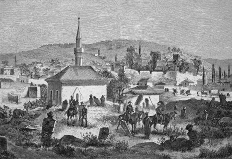View of Plewna, Pleven, a town in Bulgaria in the valley of the river Tutschenitsa, Historical,