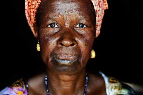 Portrait of a woman with traditional lip tattoo Gambia . She belongs to the Fula ethnic group