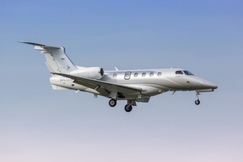 Embraer Phenom 300 private jet aircraft with registration number N419N at Dallas Airport, USA,